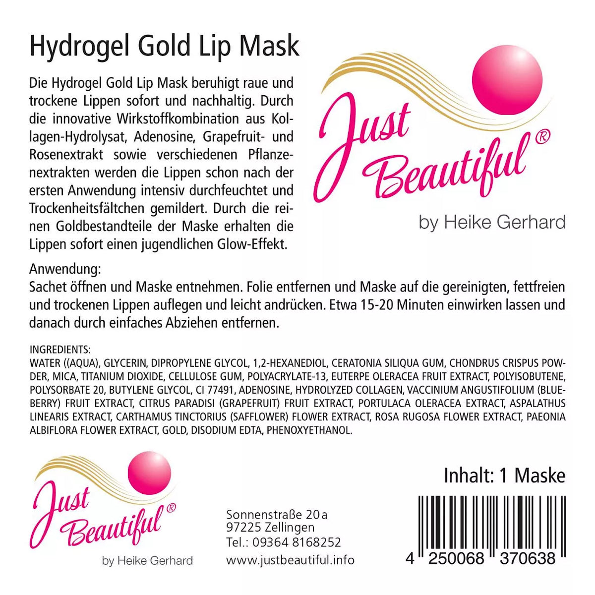 Just Beautiful® Hydrogel Goldene Lippenmaske - julifill.com