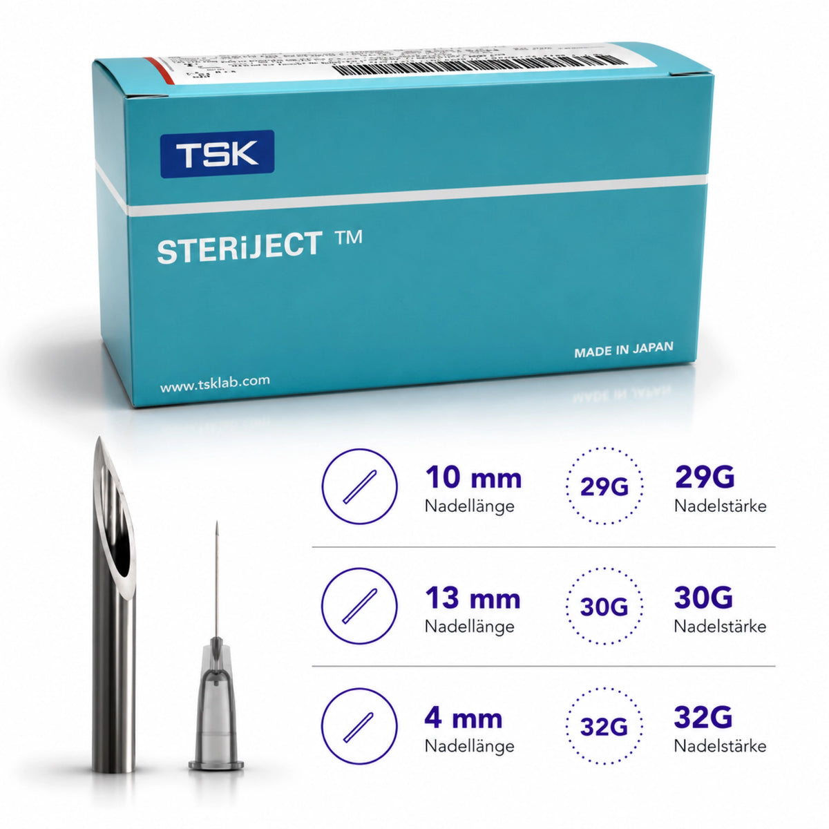 TSK Steriject Nadel PRE Regular Hub | verschiedene Größen | Box mit 100 Stk. - julifill.com